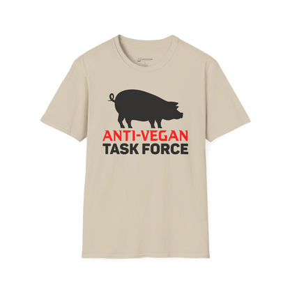 Anti-Vegan Task Force T-Shirt — Funny Pig Graphic Tee for Meat Lovers
