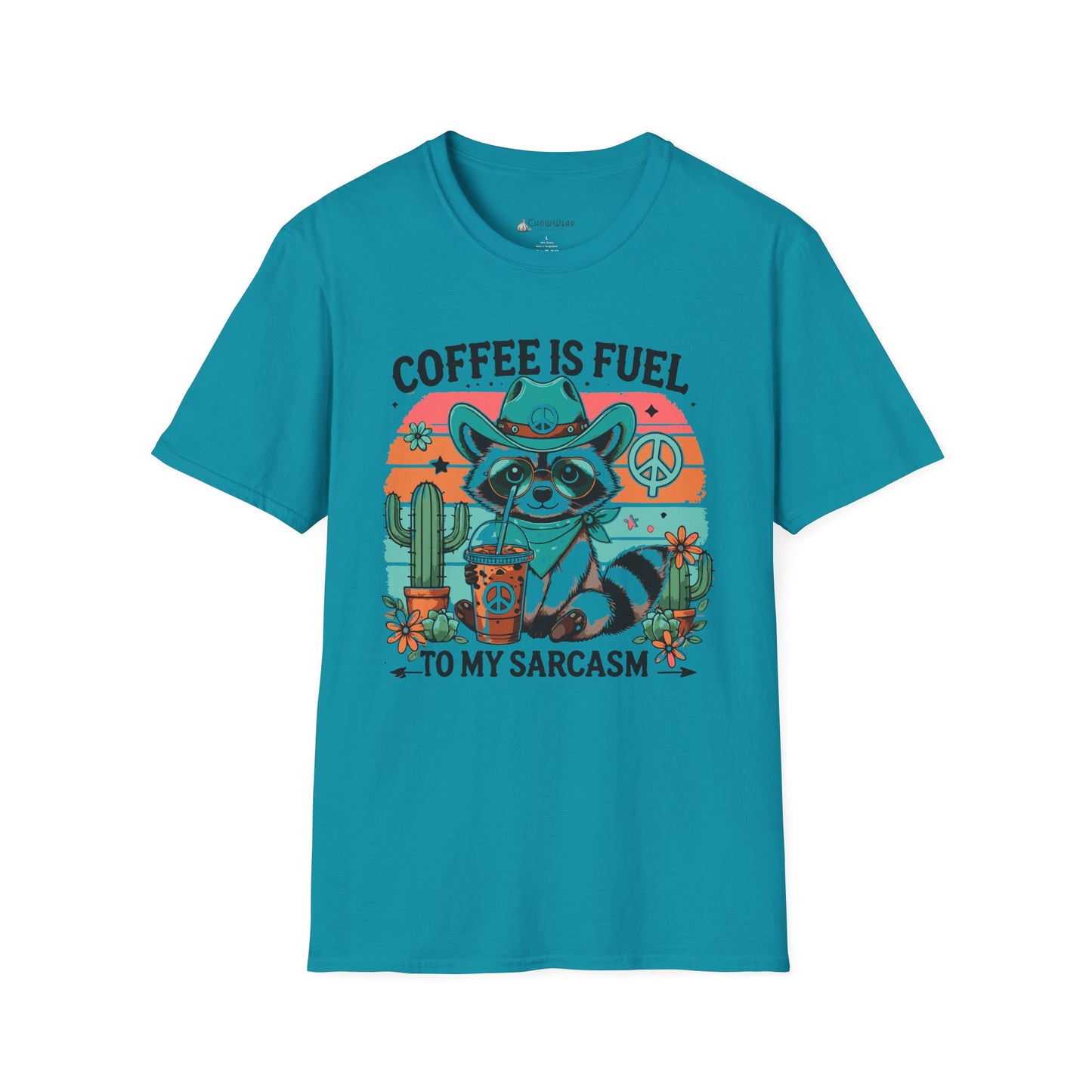 Coffee Is Fuel To My Sarcasm T-Shirt — Funny Raccoon Coffee Lover Tee