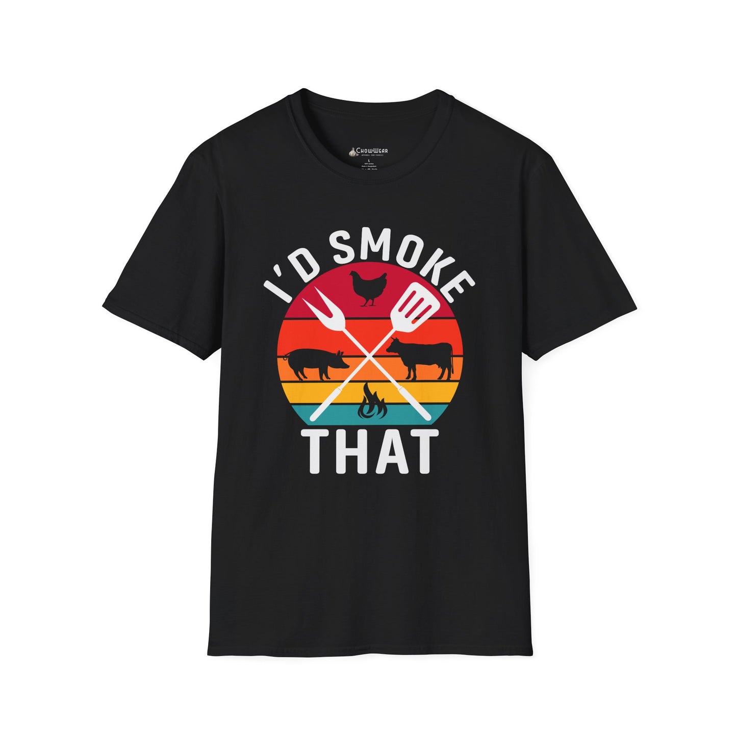 I'd Smoke That BBQ T-Shirt — Vintage Sunset Grill Meat Smoking Shirt