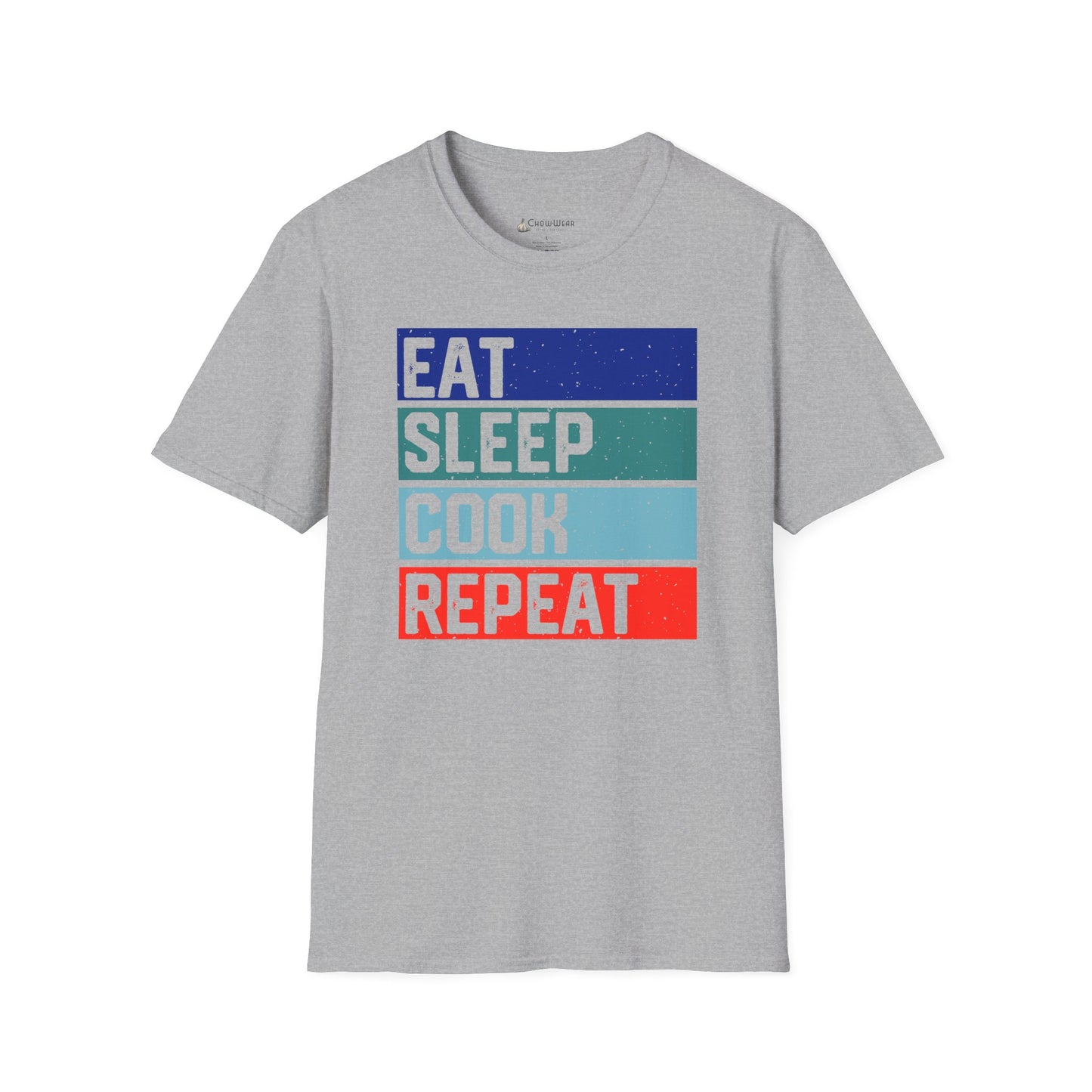 Eat Sleep Cook Repeat T-Shirt — Retro Striped Chef Cooking Tee