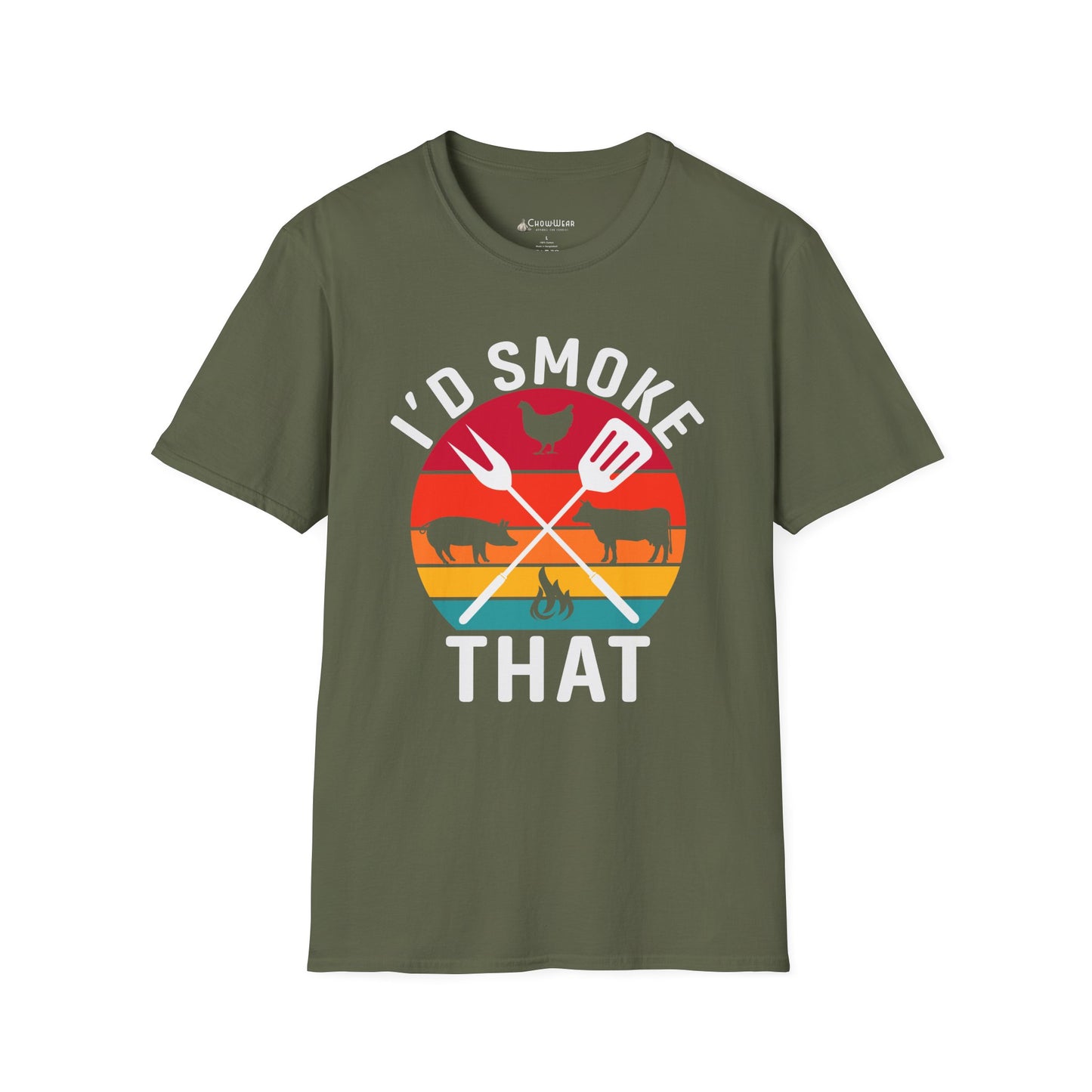 I'd Smoke That BBQ T-Shirt — Vintage Sunset Grill Meat Smoking Shirt