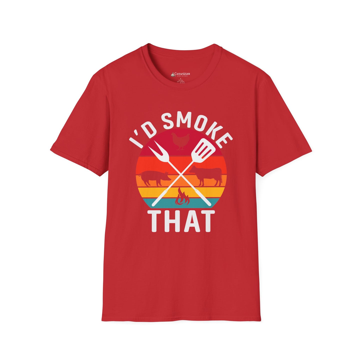 I'd Smoke That BBQ T-Shirt — Vintage Sunset Grill Meat Smoking Shirt