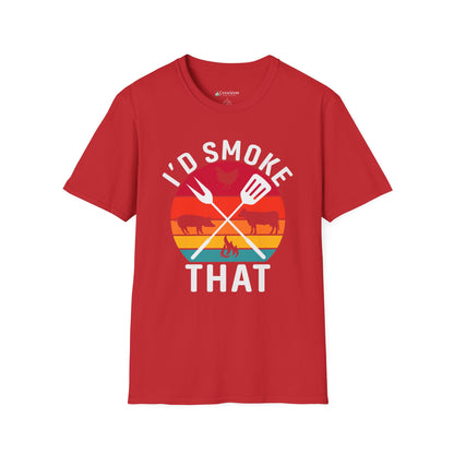 I'd Smoke That BBQ T-Shirt — Vintage Sunset Grill Meat Smoking Shirt