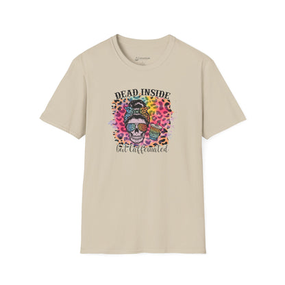 Dead Inside But Caffeinated T-Shirt — Funny Colorful Skull Coffee Tea