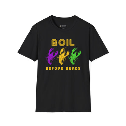 Crawfish Boil T-Shirt - "Boil Before Beads" Mardi Gras Seafood Tee