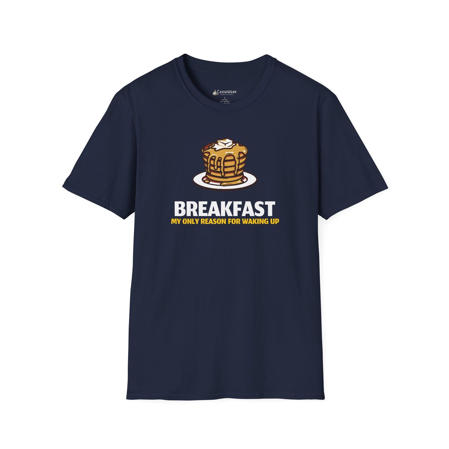 Breakfast T-Shirt – Pancake Graphic “Breakfast: My Only Reason for Waking Up”