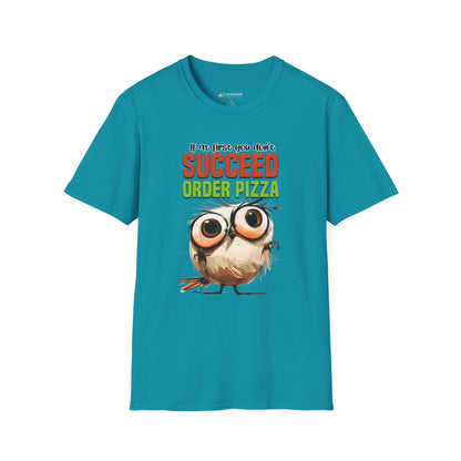 Funny Owl Pizza T-Shirt — "If at First You Don't Succeed Order Pizza" Graphic Tee