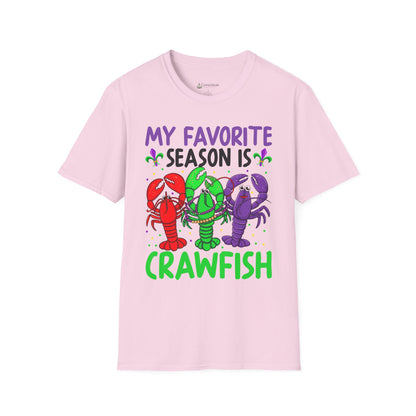 Crawfish Season T-Shirt — "My Favorite Season Is Crawfish" Cajun Seafood Mardi Gras