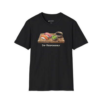 T-Shirt — "Dip Responsibly" Sushi Board Wasabi Foodie Tee