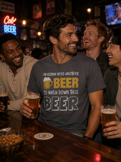 Beer T-Shirt - "I'm Gonna Need Another Beer to Wash Down This Beer" Funny Drinking Tee