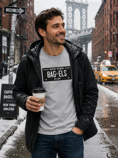 Bagels Are Life T-Shirt — New York License Plate Design