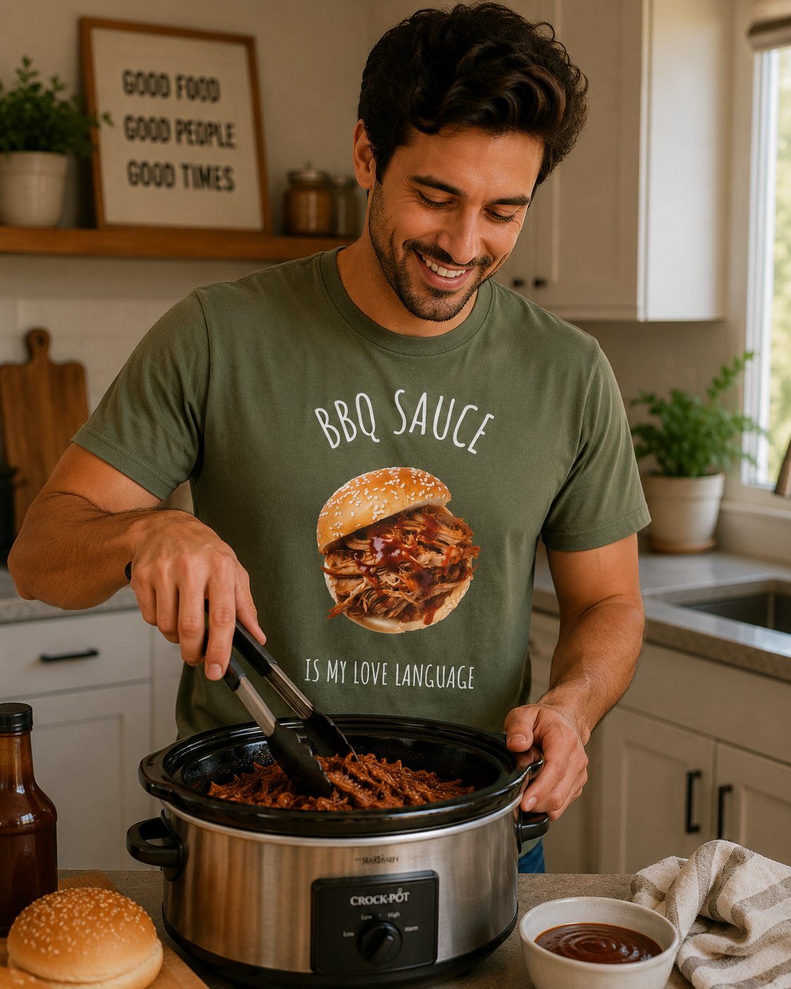 T-Shirt — "BBQ Sauce Is My Love Language" Pulled Pork Sandwich Tee