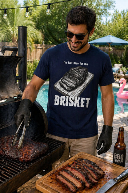 Brisket Lovers T‑Shirt — “I’m Just Here for the Brisket” BBQ Grilling Tee