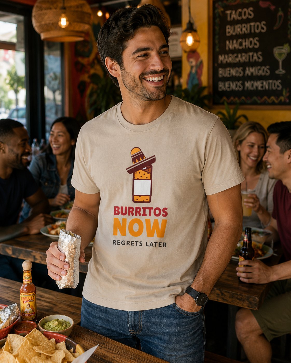 T-Shirt — Burritos Now, Regrets Later Funny Mexican Food Tee