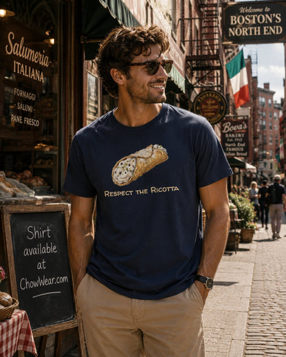 Cannoli T-Shirt – "Respect the Ricotta" Italian Pastry Dessert Tee