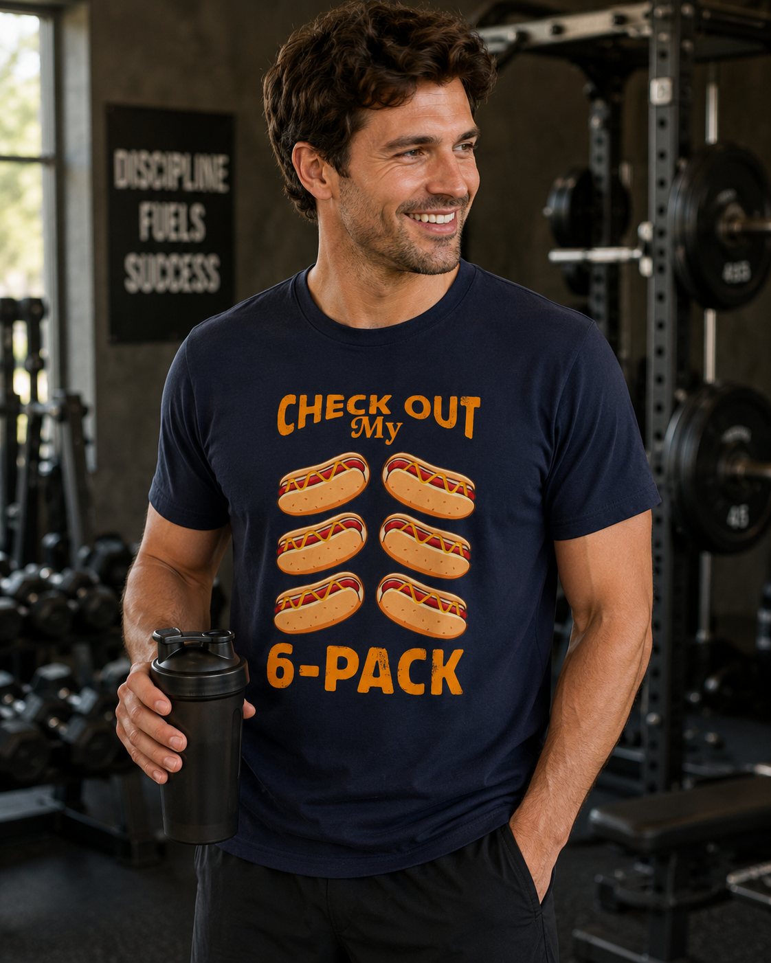 Check Out My 6-Pack Hot Dog Funny Diet Workout T-Shirt