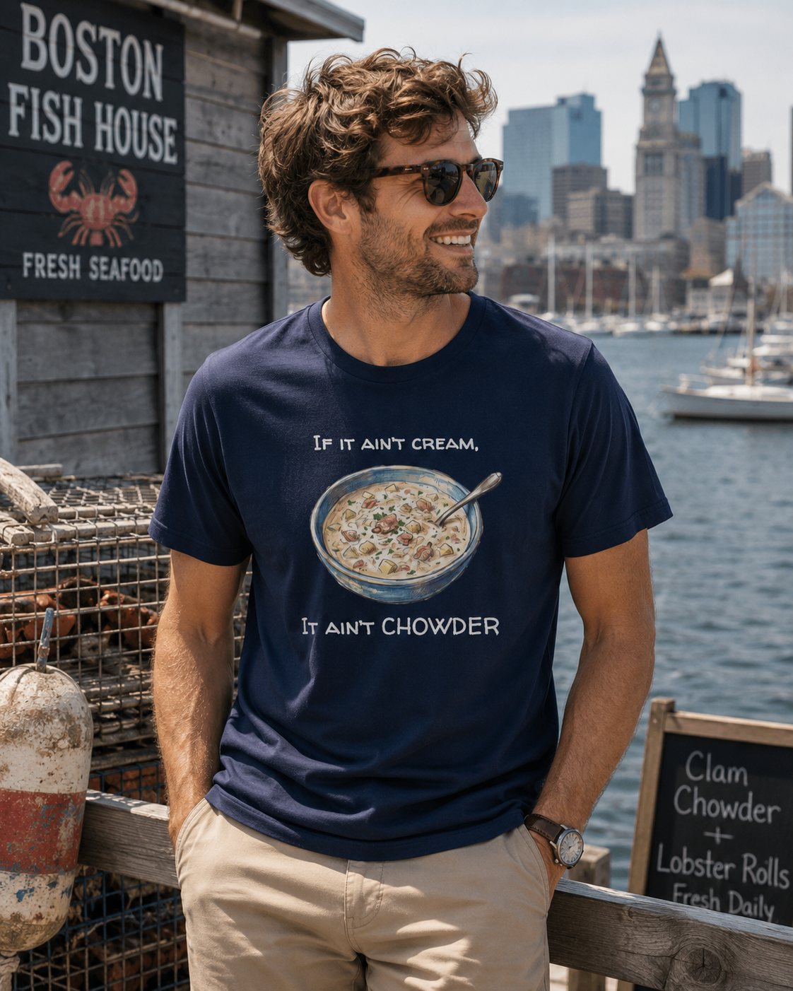 Chowder Lover T-Shirt — "If It Ain't Cream, It Ain't Chowder" New England Clam Chowder Tee