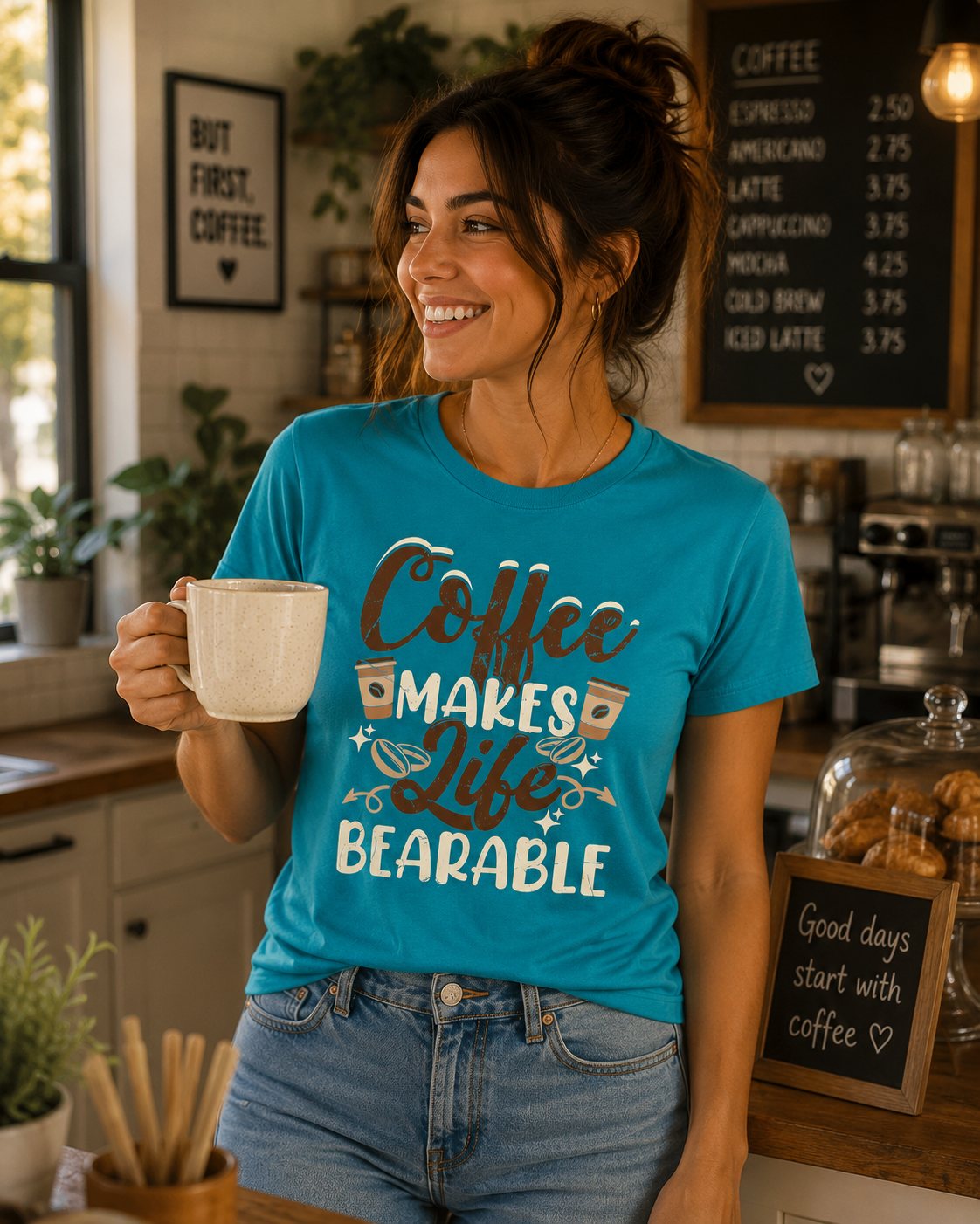 Coffee Makes Life Bearable T-Shirt — Funny Coffee Lover Tee