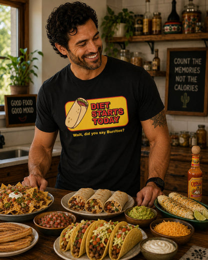 Diet Starts Today - Wait, did you say Burritos? funny foodie T-Shirt