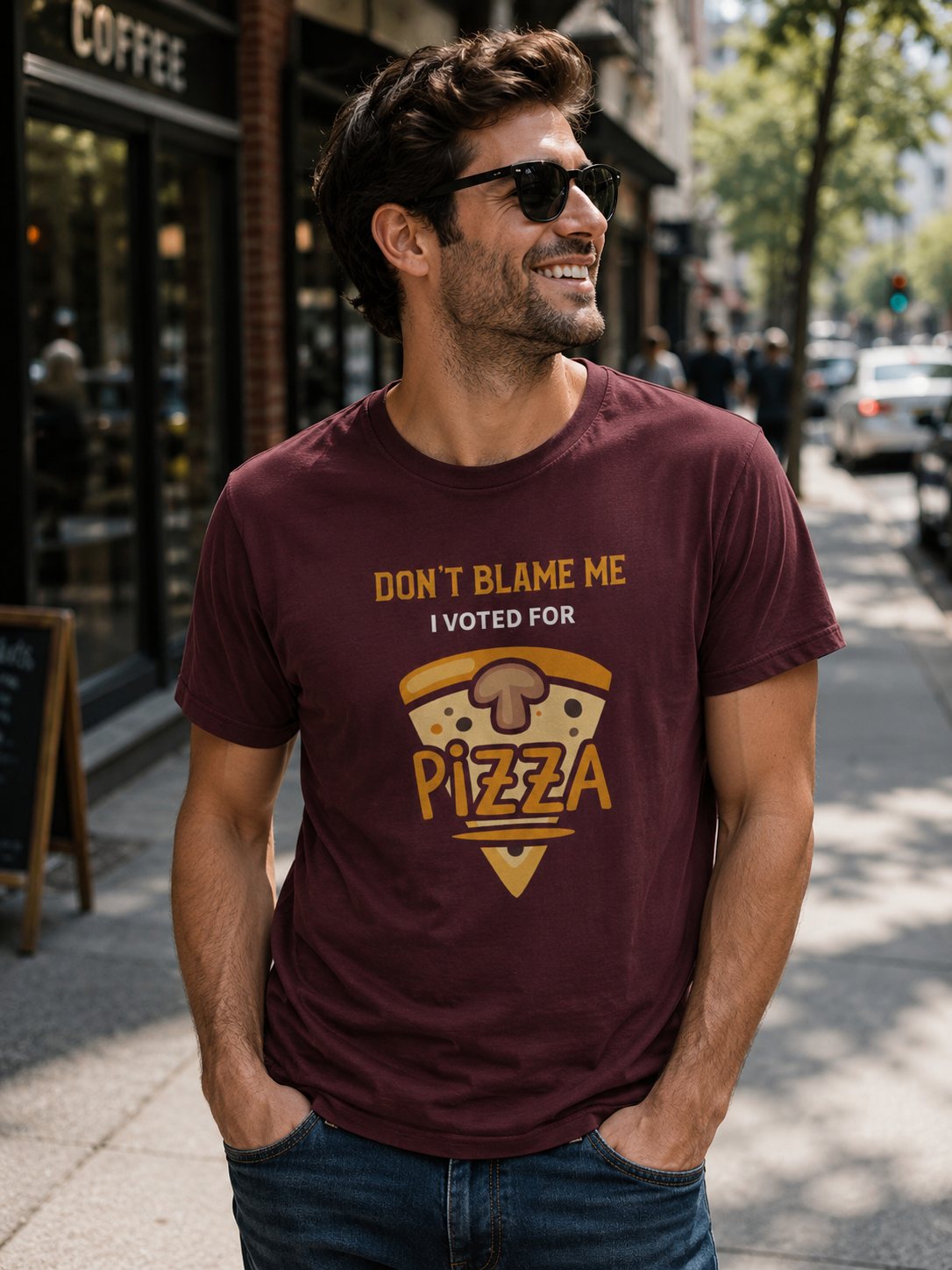 Pizza T-Shirt — "Don’t Blame Me I Voted For Pizza" Funny Food Tee