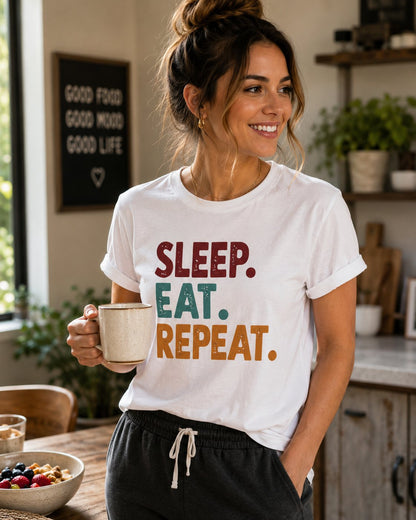 Sleep. Eat. Repeat. T-Shirt — Retro Foodie Tee