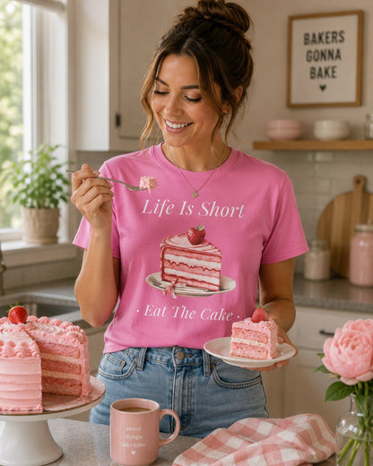 Life Is Short Eat The Cake T-Shirt — Dessert Lover Diet Tee