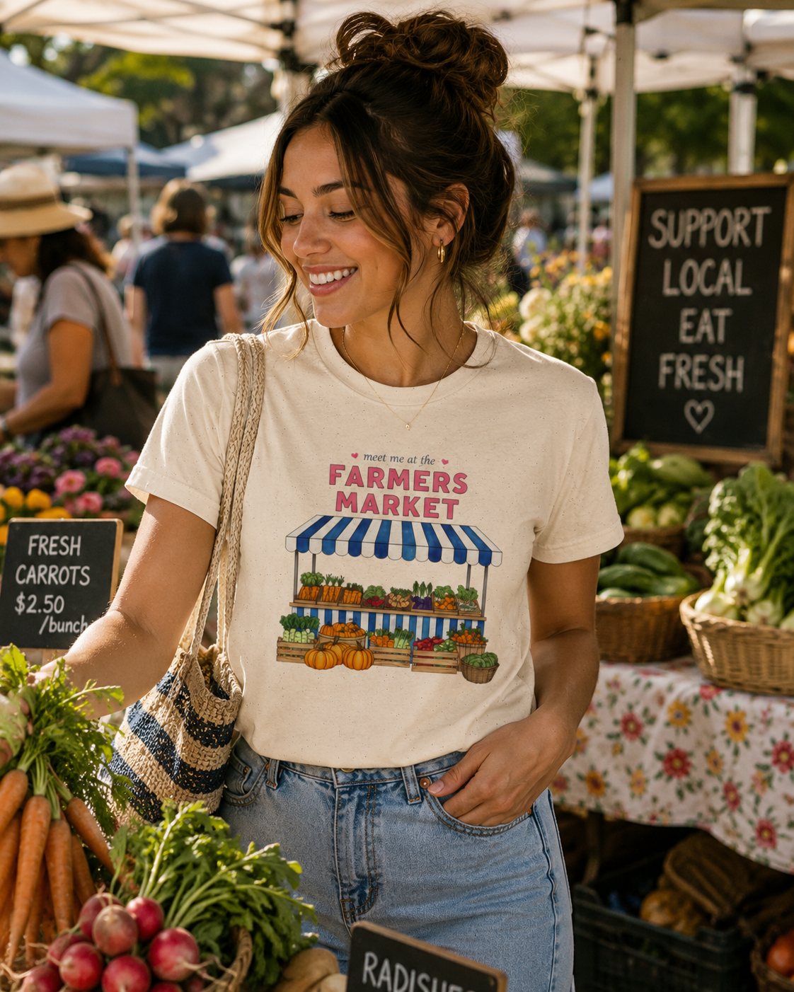 Farmers Market Produce Stand T-Shirt - Vegan Vegetarian Food Lovers Tee
