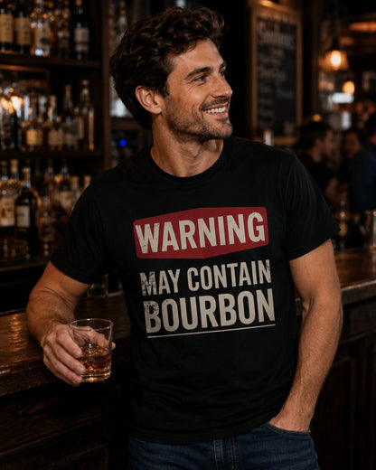 May Contain Bourbon T-Shirt — Funny Whiskey Lovers Tee