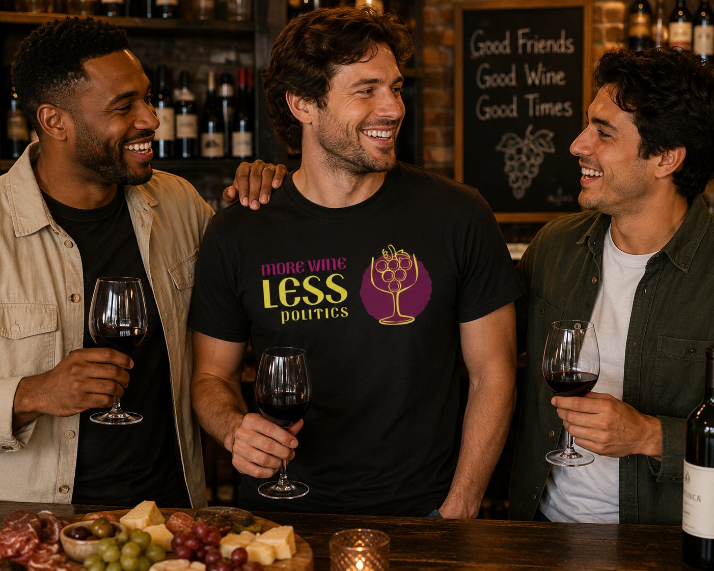 "More Wine Less Politics" Funny Wine Lover T-shirt