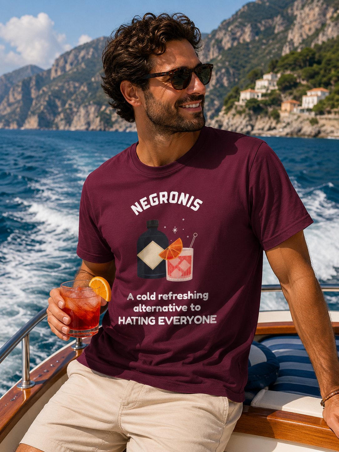 Negronis T-Shirt — "A cold refreshing alternative to hating everyone" Cocktail Tee