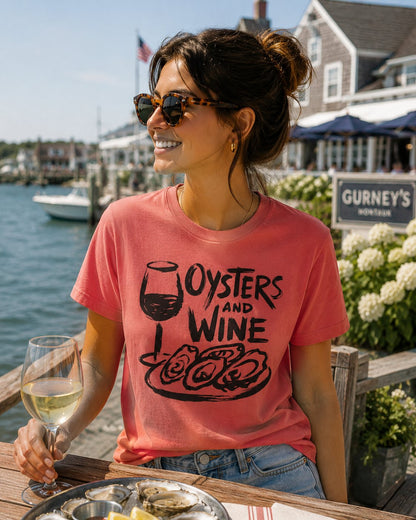 Oysters and Wine T-Shirt — Seafood & Wine Lovers Tee