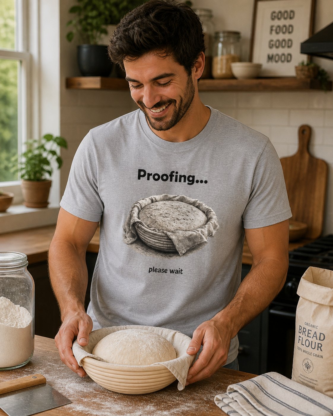 Proofing Bread T-Shirt — "Proofing... please wait" Baking Shirt