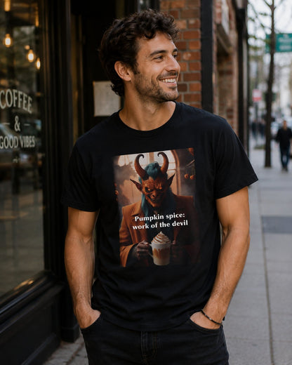 “Pumpkin Spice: Work of the Devil” Halloween Fall Holiday Season T-Shirt