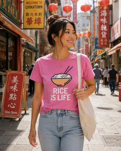 Rice Is Life T-Shirt – Cute Bowl & Asian Chopsticks Tee for Rice Lovers