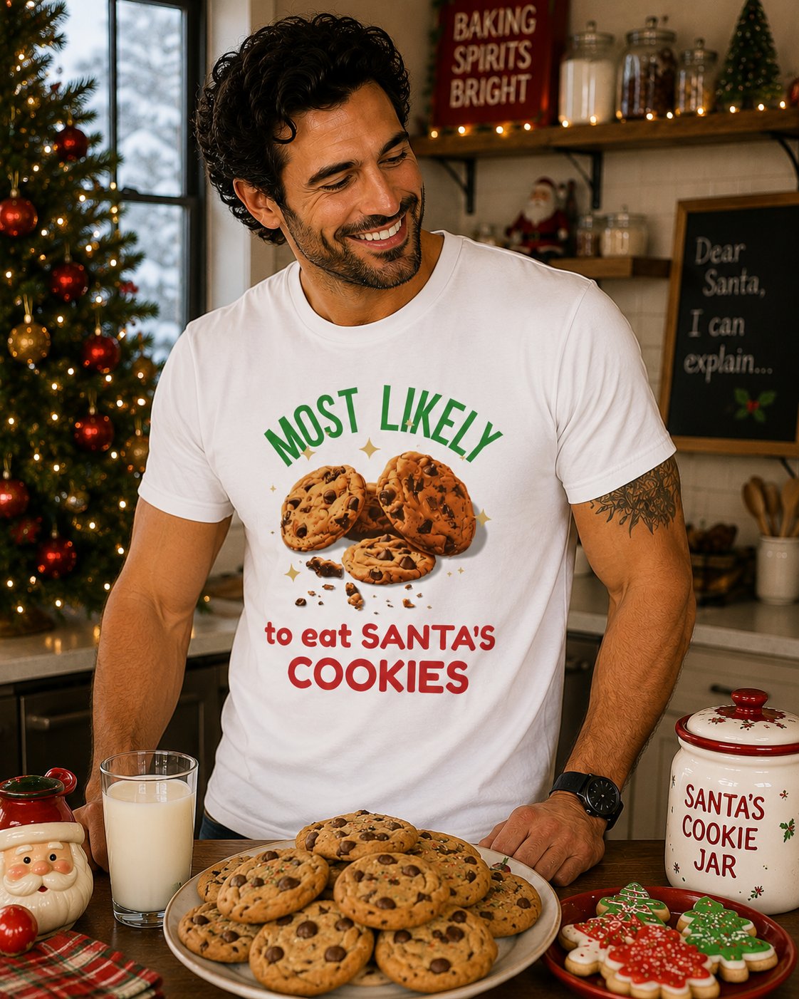 Most Likely to Eat Santa's Cookies T-Shirt — Christmas Cookie Holiday Tee