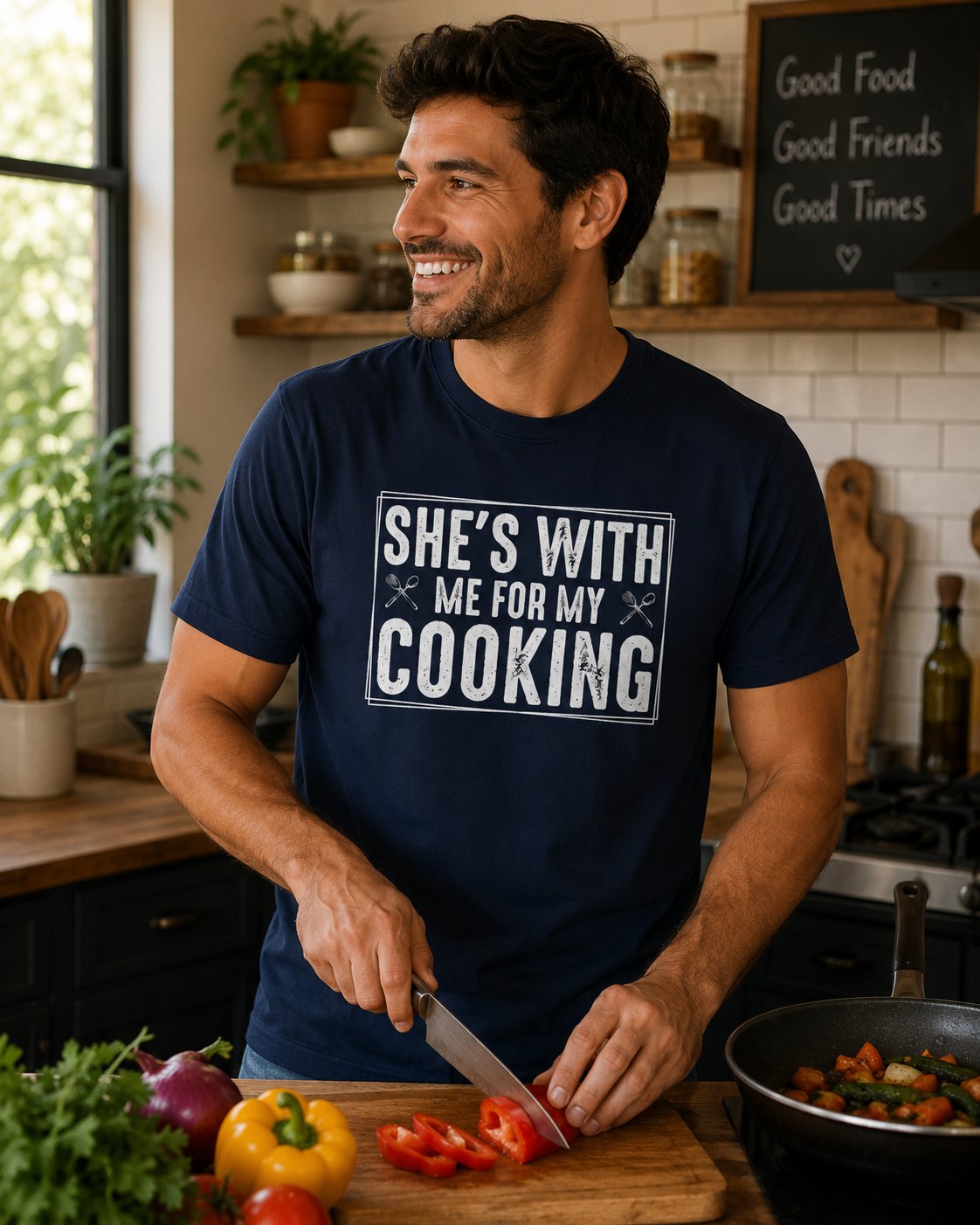 She's With Me For My Cooking T-Shirt — Funny Couples Cooking Shirt