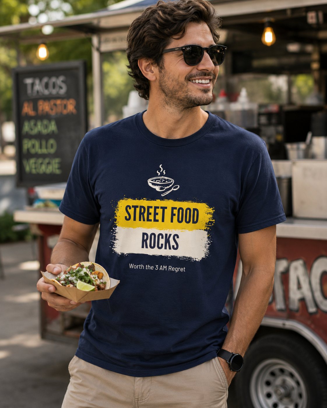 Street Food Rocks T-Shirt — Graphic Casual Tee for Foodies