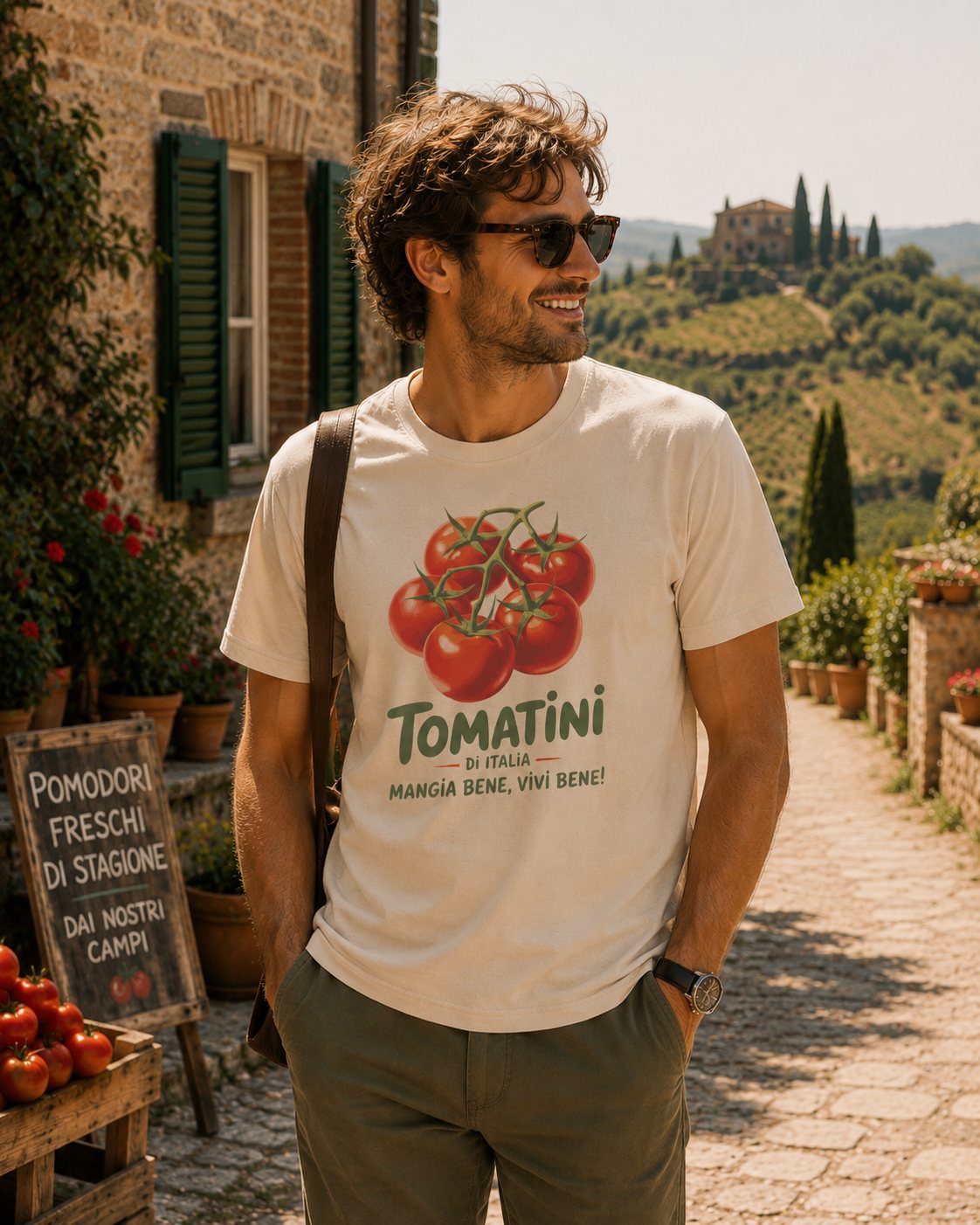 Tomatini Vintage Tomato Italian T-Shirt — Mangia Bene, Vivi Bene Italy