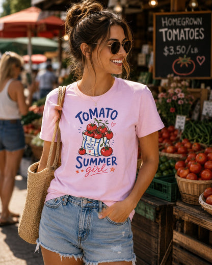 Tomato Summer Girl T-Shirt — Cute Garden Harvest Graphic Tee