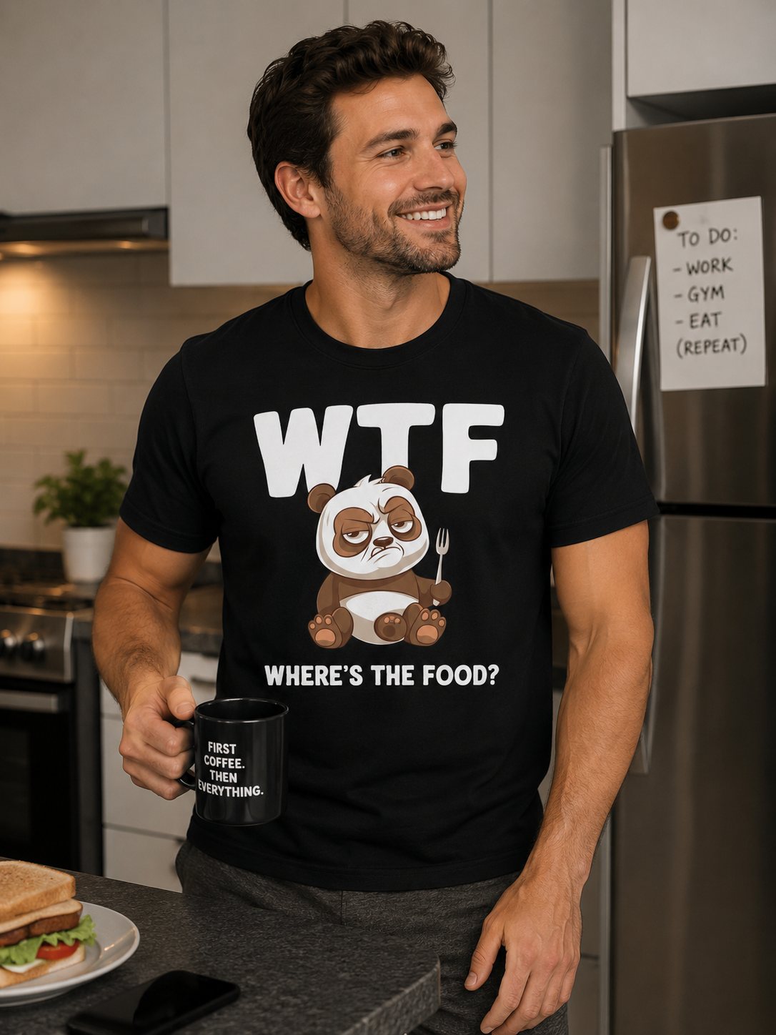 WTF Where's The Food? Panda Funny T-Shirt