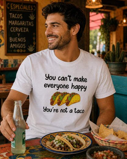 T-Shirt: "You can't make everyone happy, you're not a taco" Funny Taco Graphic Tee
