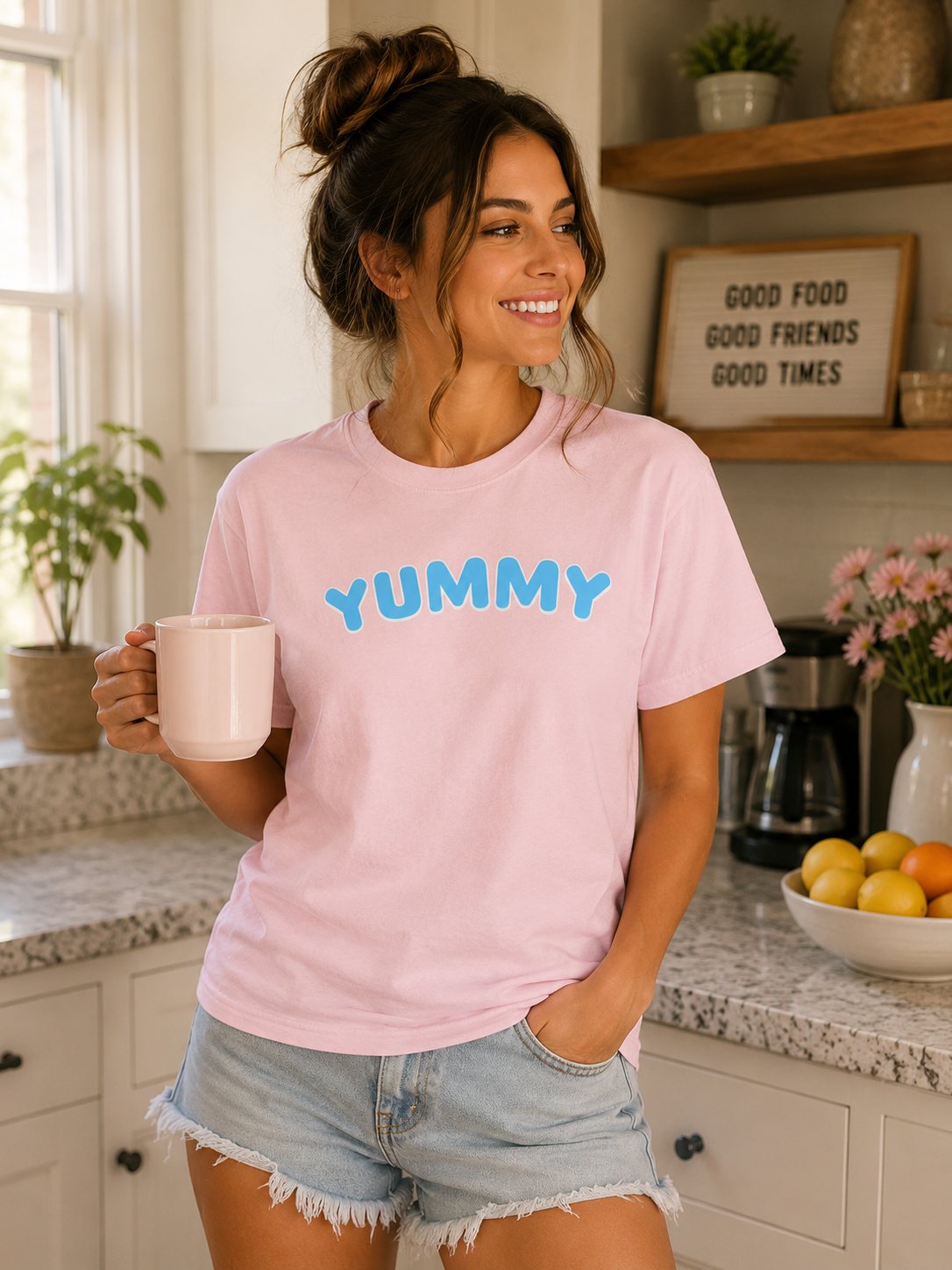 YUMMY Food T‑Shirt — Cute Retro Lettering Cooking Tee